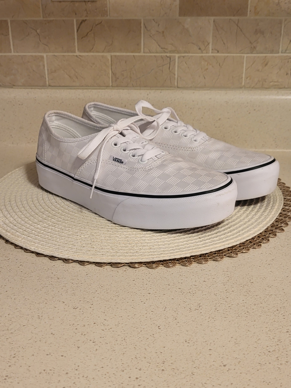 Vans Women's Checkerboard 90's Era Platform Sneakers in White